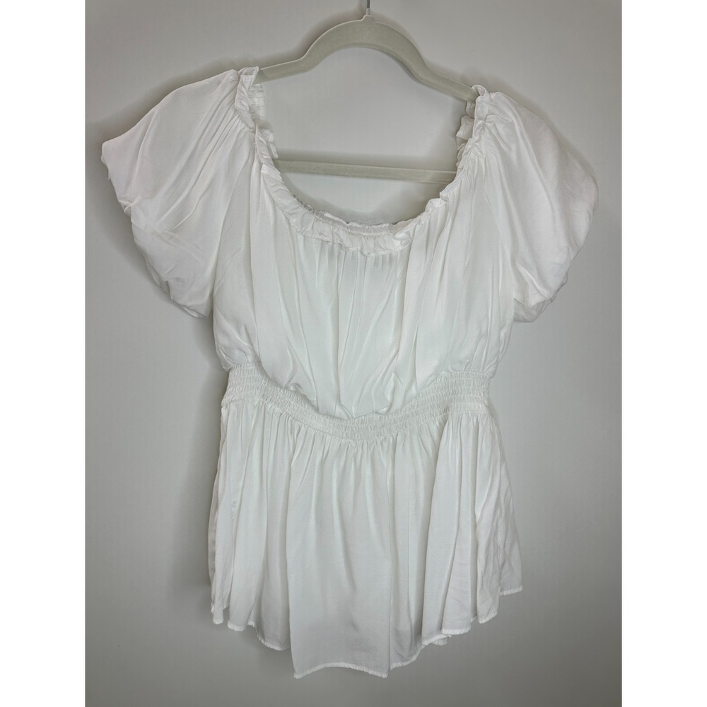 Scarlet Darkness Renaissance Pirate Pleated Shirt White Peplum Top M Medieval - Picture 9 of 10